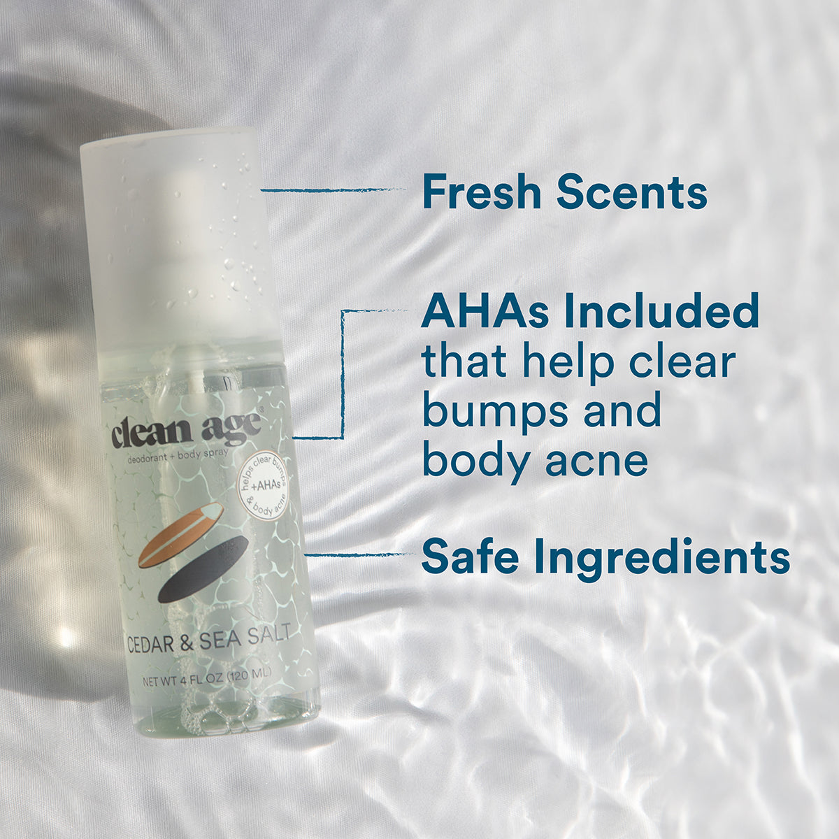 Clean Age Deodorant + Body Spray 4oz - Cedar & Sea Salt