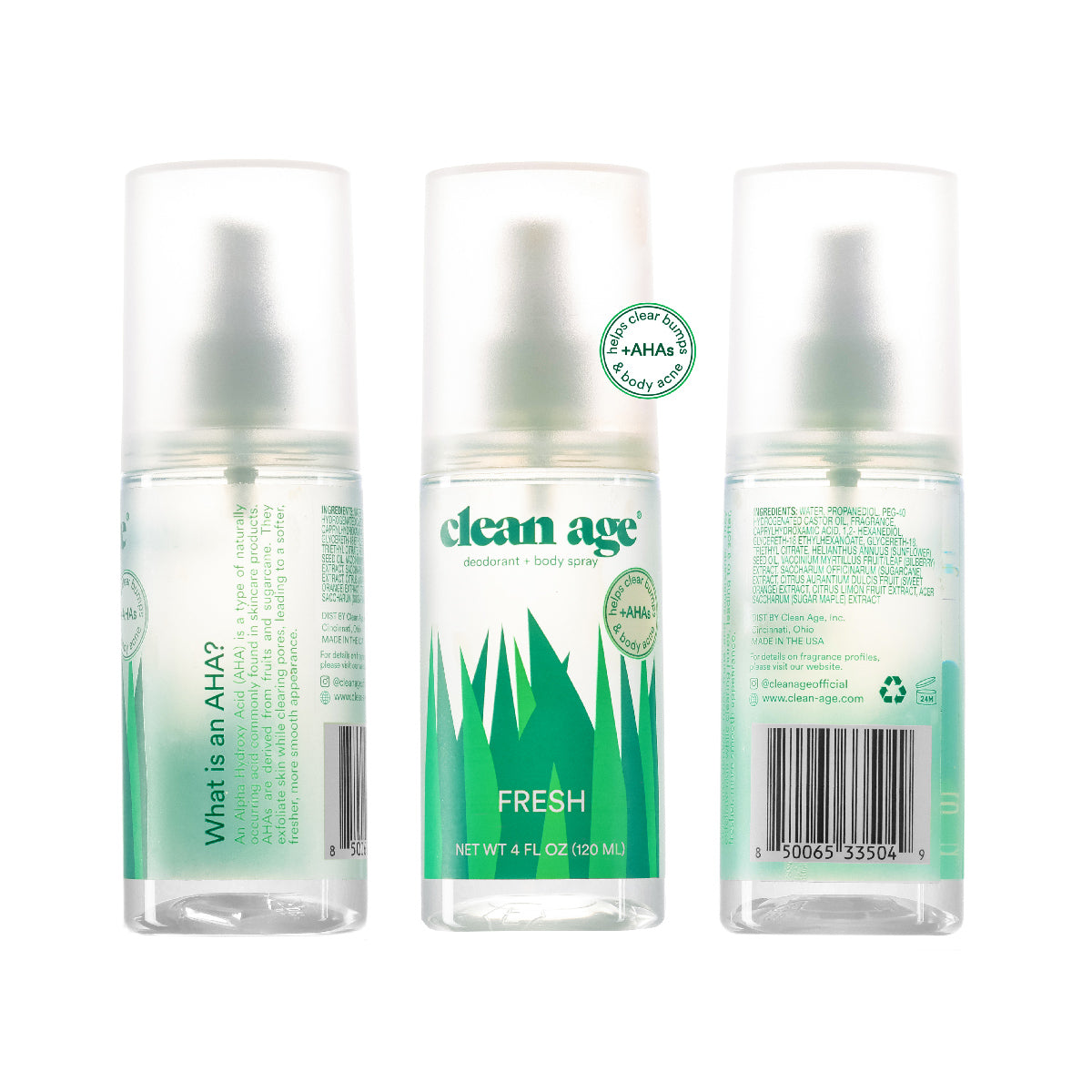 Clean Age Deodorant + Body Spray 4oz - Fresh