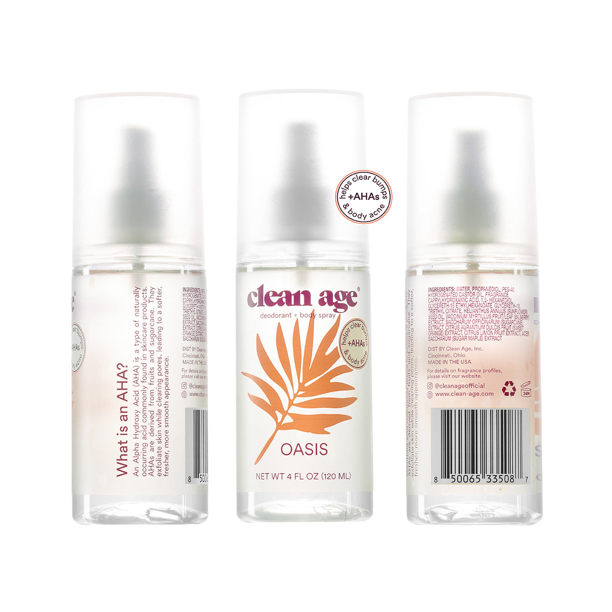 Clean Age Deodorant + Body Spray 4oz - Oasis