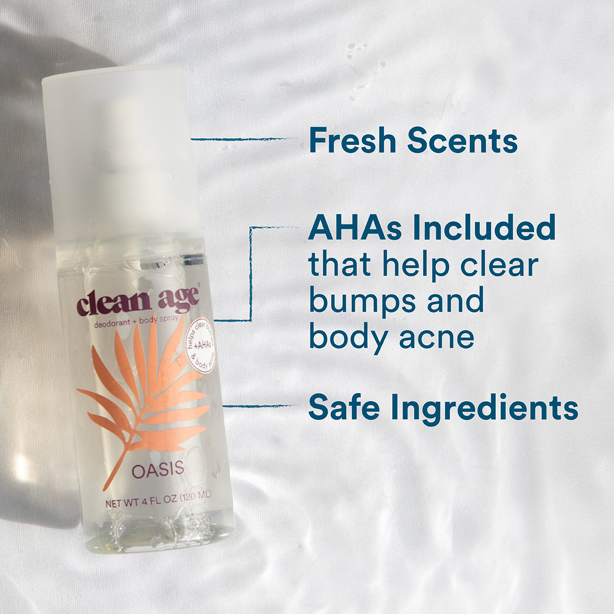 Clean Age Deodorant + Body Spray 4oz - Oasis