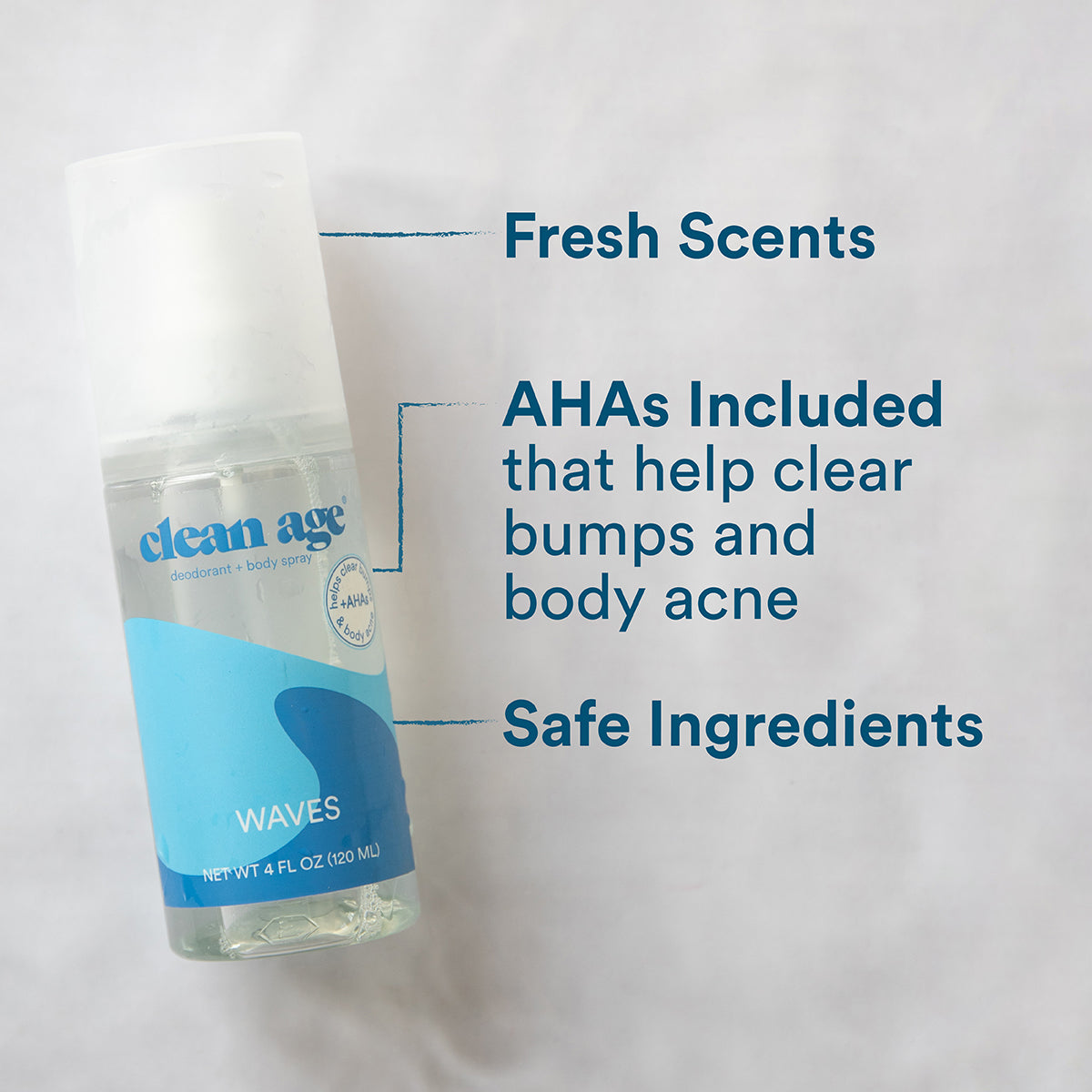 Clean Age Deodorant + Body Spray 4oz - Waves